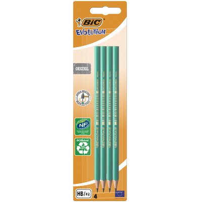 BIC Evolution Original Crayons à Papier - HB, Blister de 4