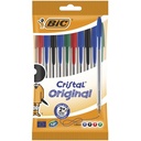 BIC Cristal Original Stylos-Bille Pointe Moyenne (1,0 mm) - Couleurs Assorties, Pochette de 10