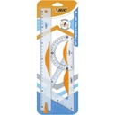 BIC Kit de Géométrie pour l’école ou la maison avec 1 règle plate (30 cm), 1 équerre (60°) et 1 rapporteur (180°) - Lot de 3