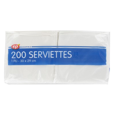 200 White 1‑Ply Tissue Napkins 30 x 29 cm