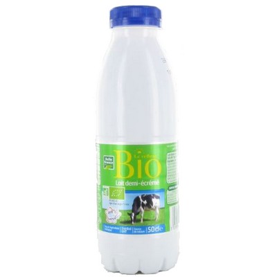 Organic Semi-Skimmed UHT Milk Belle France 6x50cl Bottle