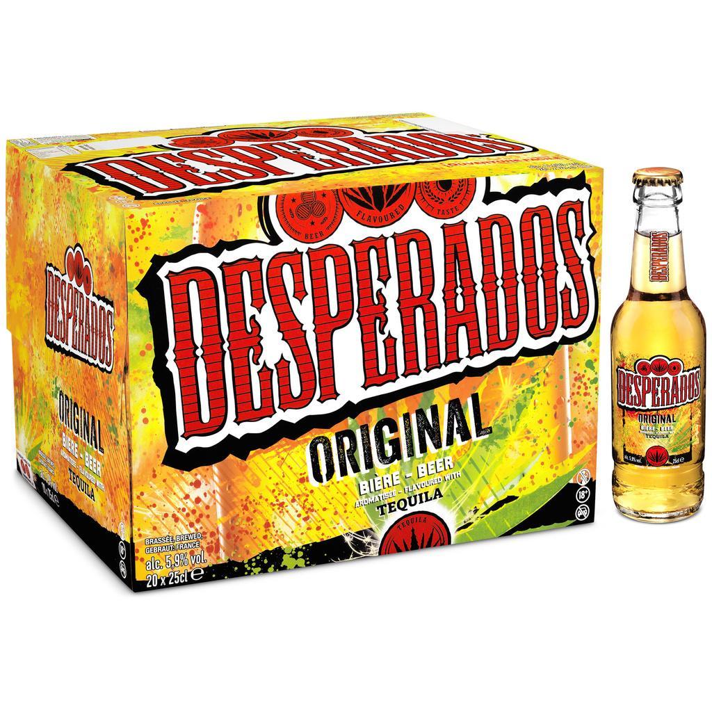 Desperados Original - Bière aromatisée à un spiritueux à base d'agave - 20x25 cl - 5,9°