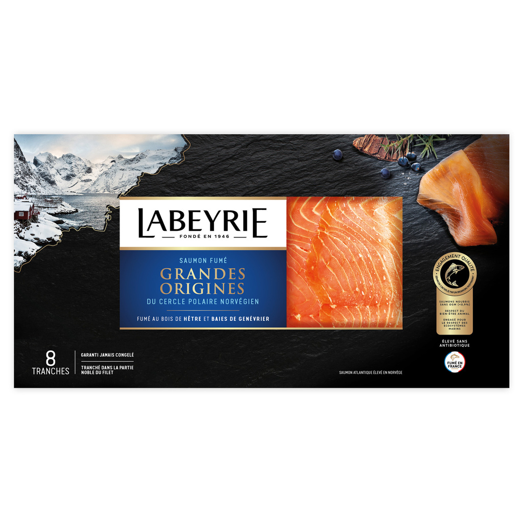 SAUMON ATLANTIQUE DE NORVÈGE, FUME, 8 TRANCHES 310G
