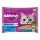 WHISKAS Sachets fraîcheur Les Poissons favoris en gelée pour chat adulte 2 variétés 4x85g
