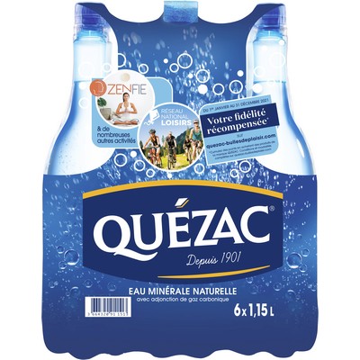 QUEZAC Natural Sparkling Mineral Water 6x1.15L