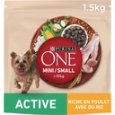 PURINA ONE MINI Active - Riche en Poulet, Avec du Riz - 1,5kg - Croquettes pour chiens actifs de petite taille (1-10kg)
