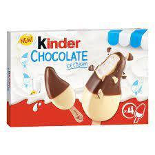 KINDER CHOCOLAT Milk Ice Cream Bar, Double Coated with Milk Chocolate x4 - 152g