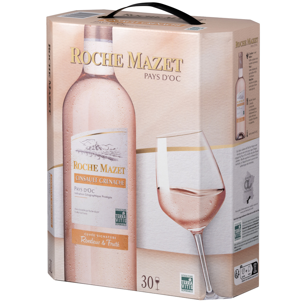 IGP Pays d’Oc Roche Mazet Cinsault Grenache Rosé BIB 3L