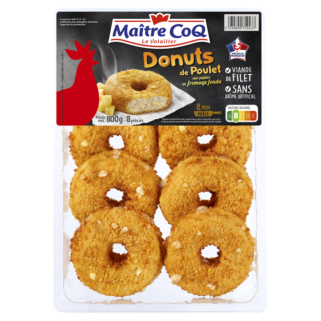 DONUTS DE POULET AU FROMAGE 800G BQ S/ATMO MAITRE COQ