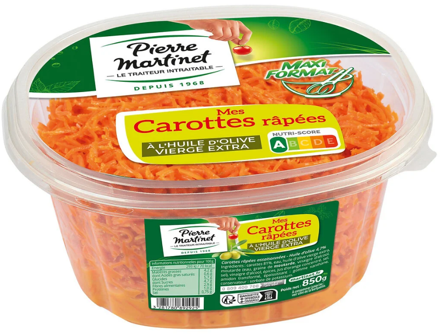 Carottes râpées à l'Huile d’olive vierge extra 850g