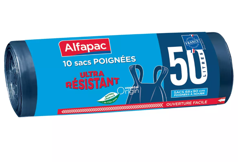 10-Pack 50 L Bin Bags with Reinforced U-Handles