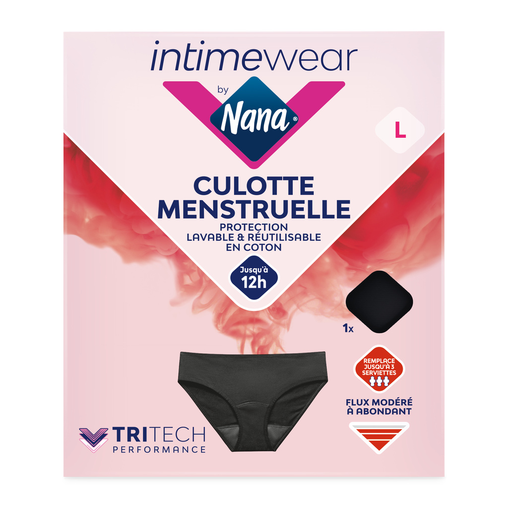 Intimewear by Nana Cotton Menstrual Panties Hipster Black L x1