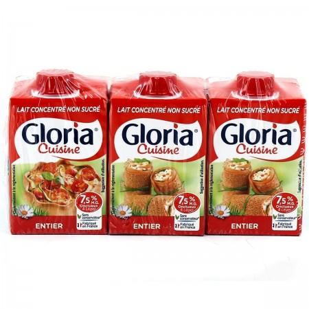 GLORIA Lait concentré non sucré entier briquettes 3x20cl