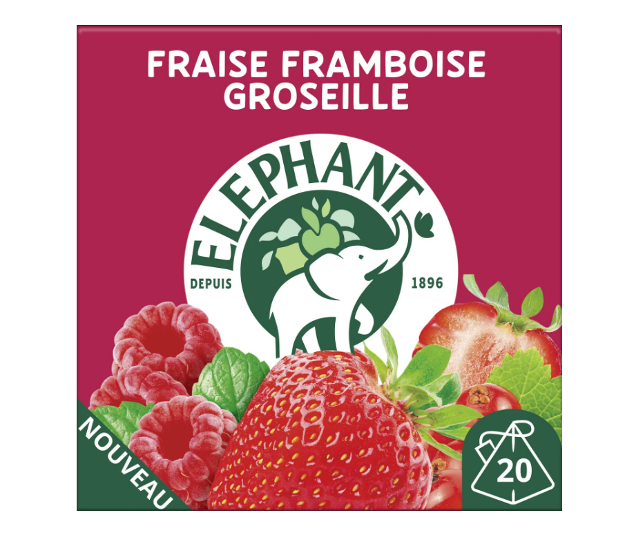 ELEPHANT Fresh Strawberry Raspberry Mint 20 Pyramid Bags x12