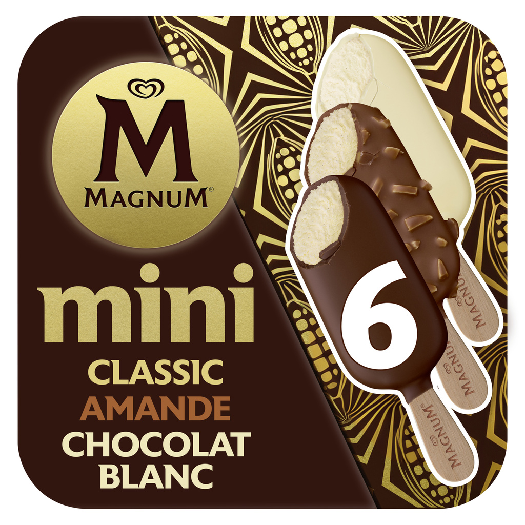 Magnum Mini Stick Ice Cream Classic, Almond & White Chocolate 6x55ml