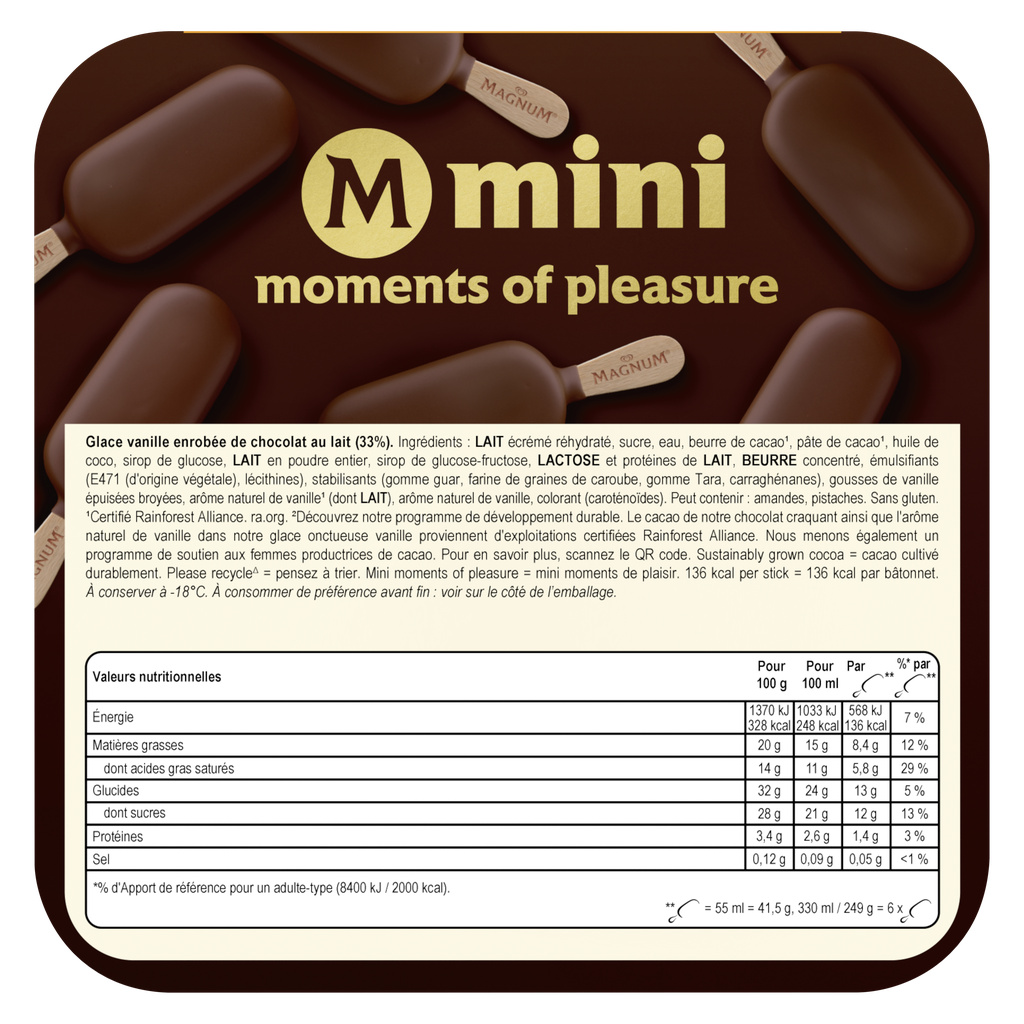 Magnum Glace Bâtonnet Mini Vanille & Chocolat Classic 6x55ml