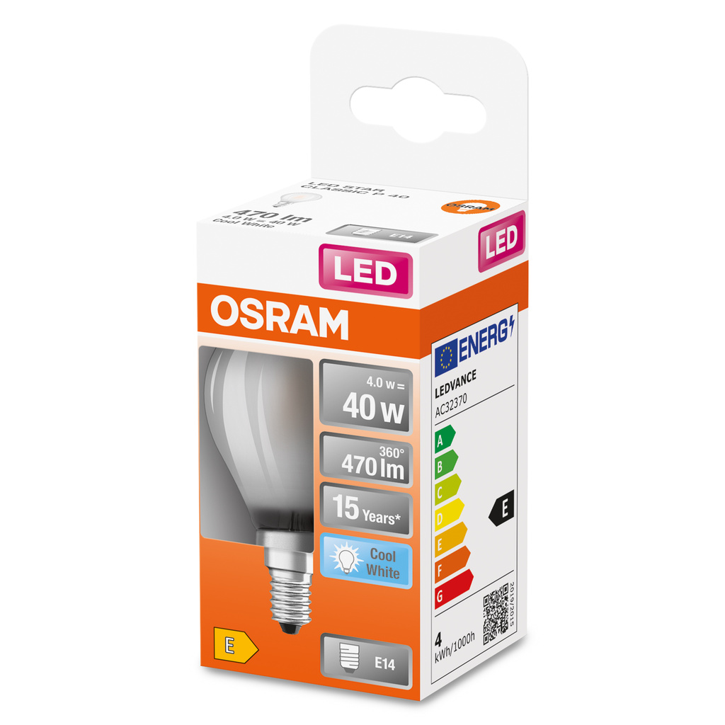 Spherical LED Bulb Frosted Glass 4W=40 E14 Cool White