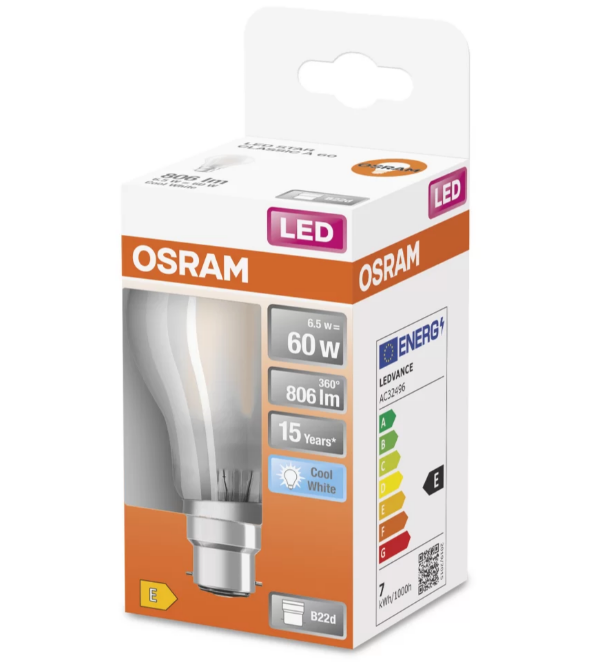 Frosted LED Bulb 6.5W B22 Cool White