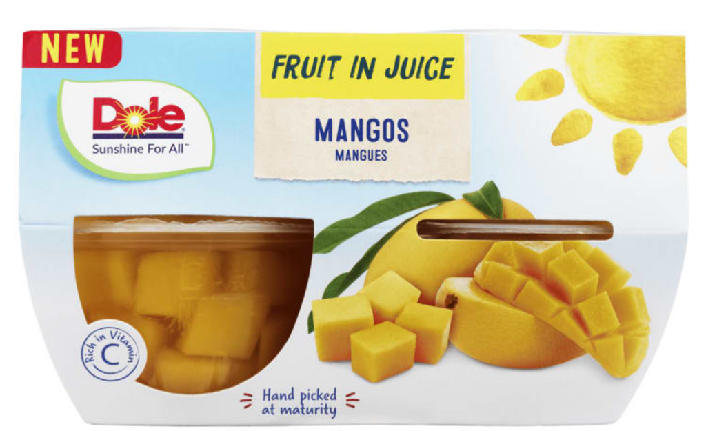 DOLE Mango Fruit Cups 4x113g