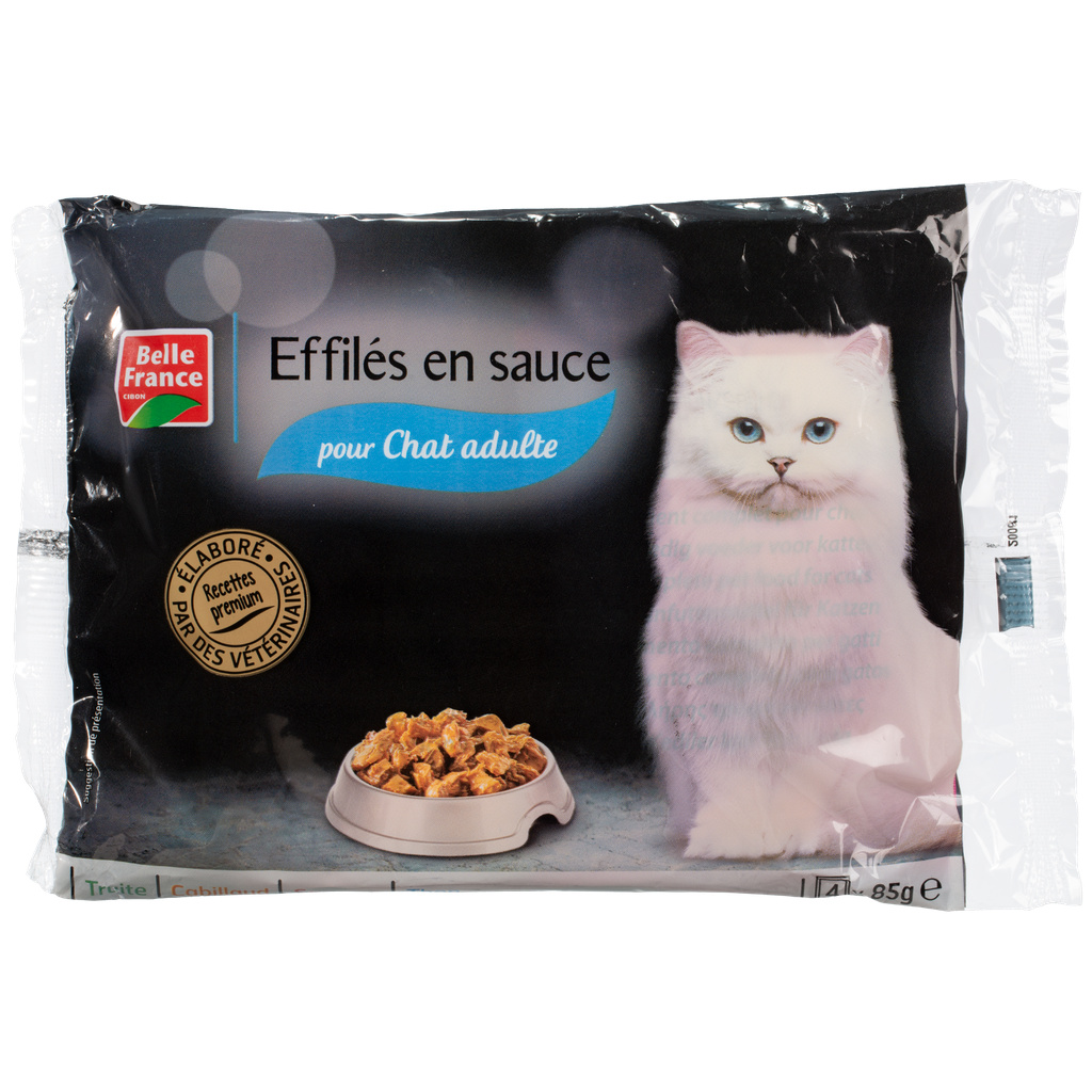 Premium Cat Menu Fish Sauce Belle France Pouch 4 x 85g