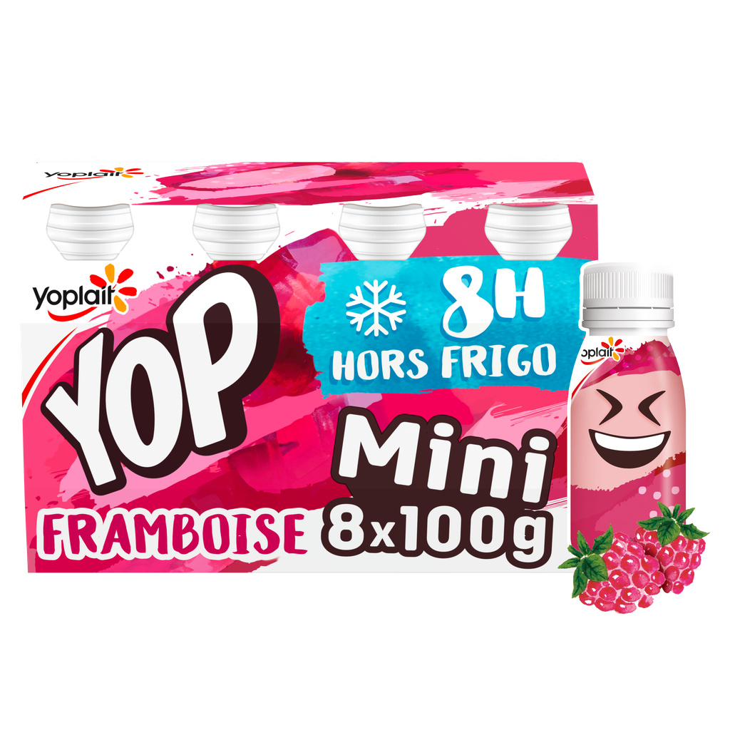 YAB MINI YOP RASPBERRY FLAVOURED 8x100g
