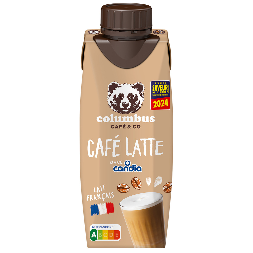 UHT Sterilized Café Latté Flavored Milk Drink - Candia Columbus - 25cl Carton
