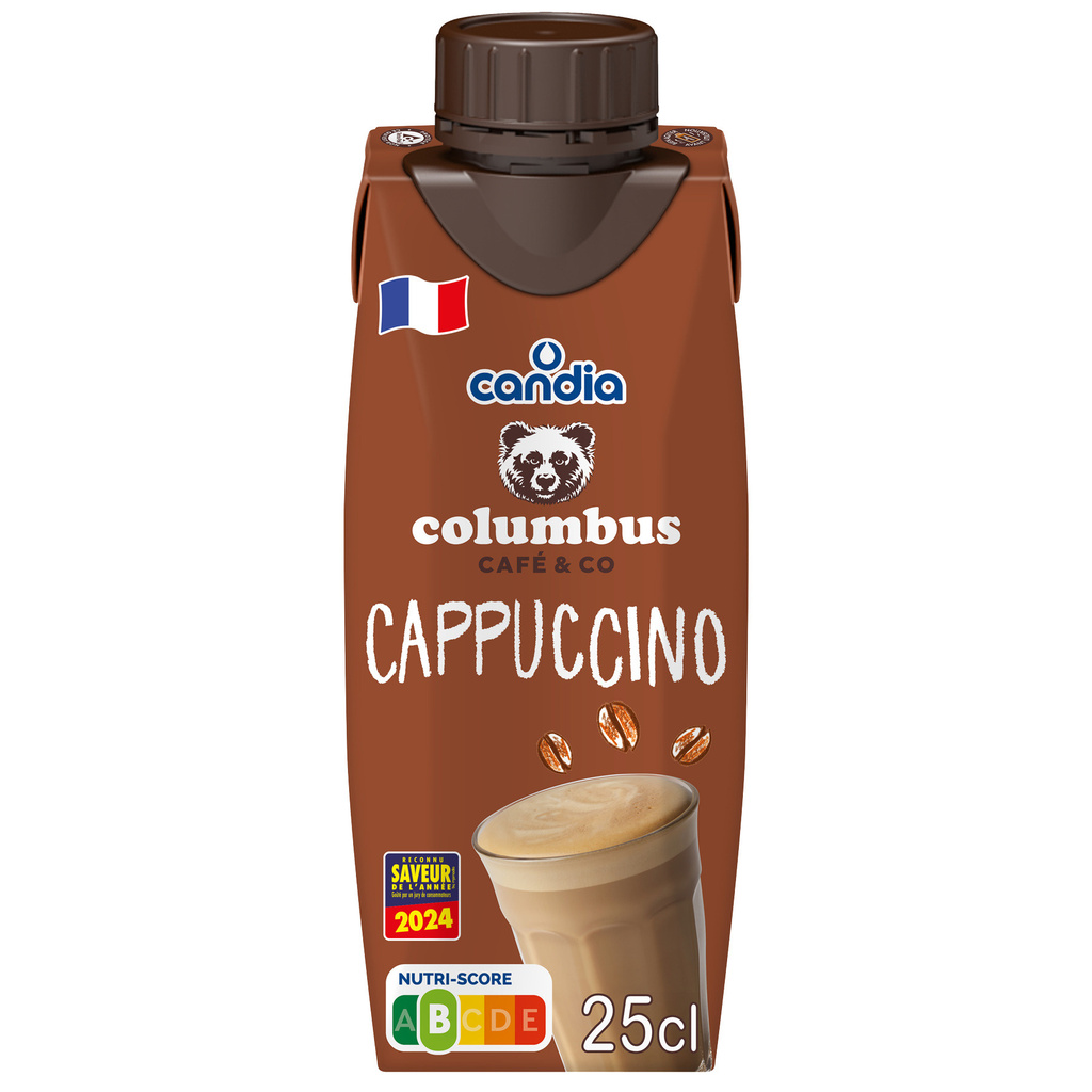 UHT Sterilized Cappuccino-Flavored Coffee Milk Drink - Candia Columbus - 25cl Carton