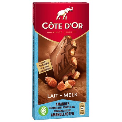 Côte d'Or Milk Chocolate Bar with Caramelized Almonds & Sea Salt 180g