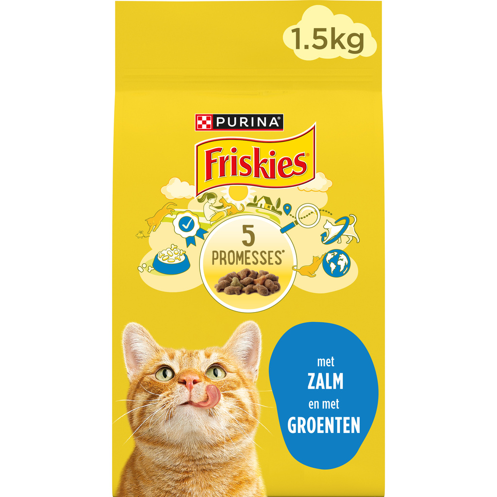 FRISKIES with Salmon and Vegetables – Adult Cat Kibble with Salmon and Vegetables – 1.5 KG