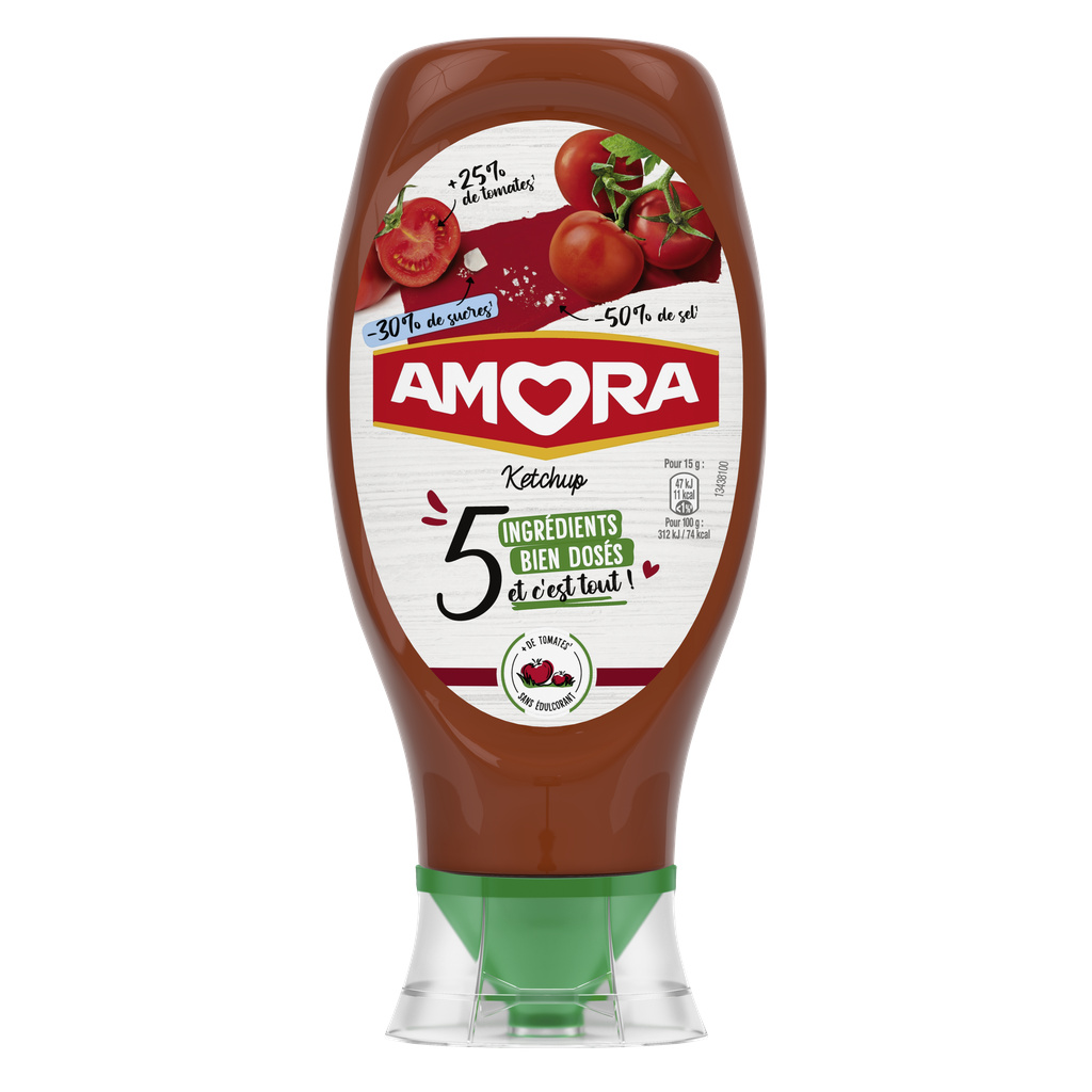 AMORA Ketchup 5 Ingredients Easy-Squeeze Bottle 468g
