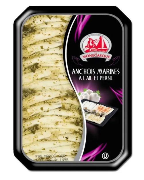 Anchois marinés à l'ail et au persil 150 gr La Monégasque