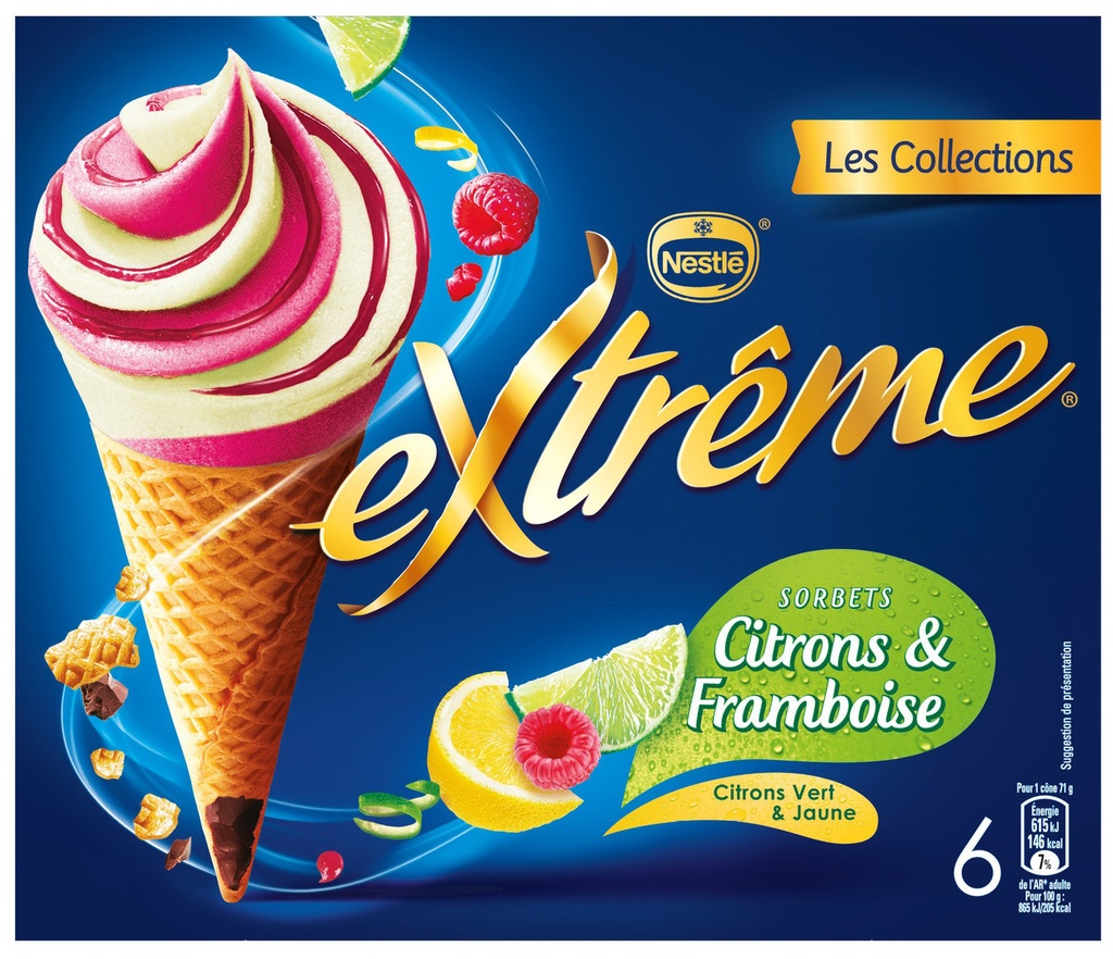 Extrême Cones Lemon & Raspberry Sorbets x6