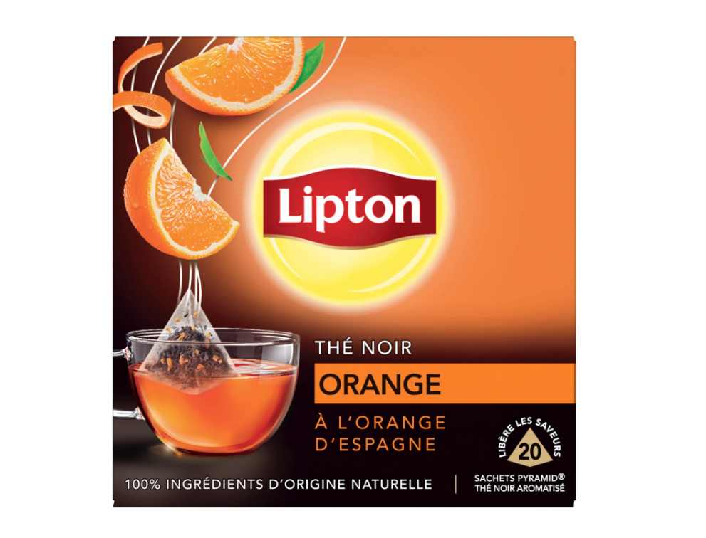 Lipton Thé Noir Orange, à l'orange d'Espagne 20 Sachets Pyramid®