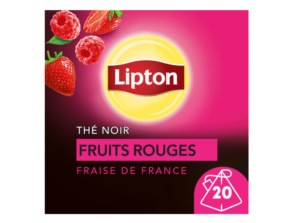 Lipton Thé Noir Fruits Rouges à la fraise de France 20 Sachets Pyramid®