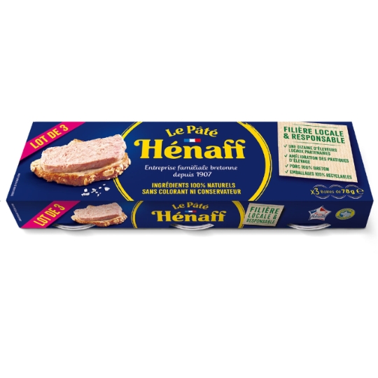 Pack of Hénaff Pork Pâté 3x78g VPF