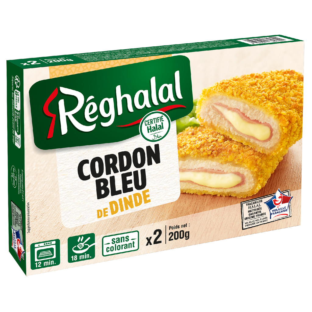 200G ETUI 2 CORDONS BLEU DE DINDE HALAL S/AT REGHALAL