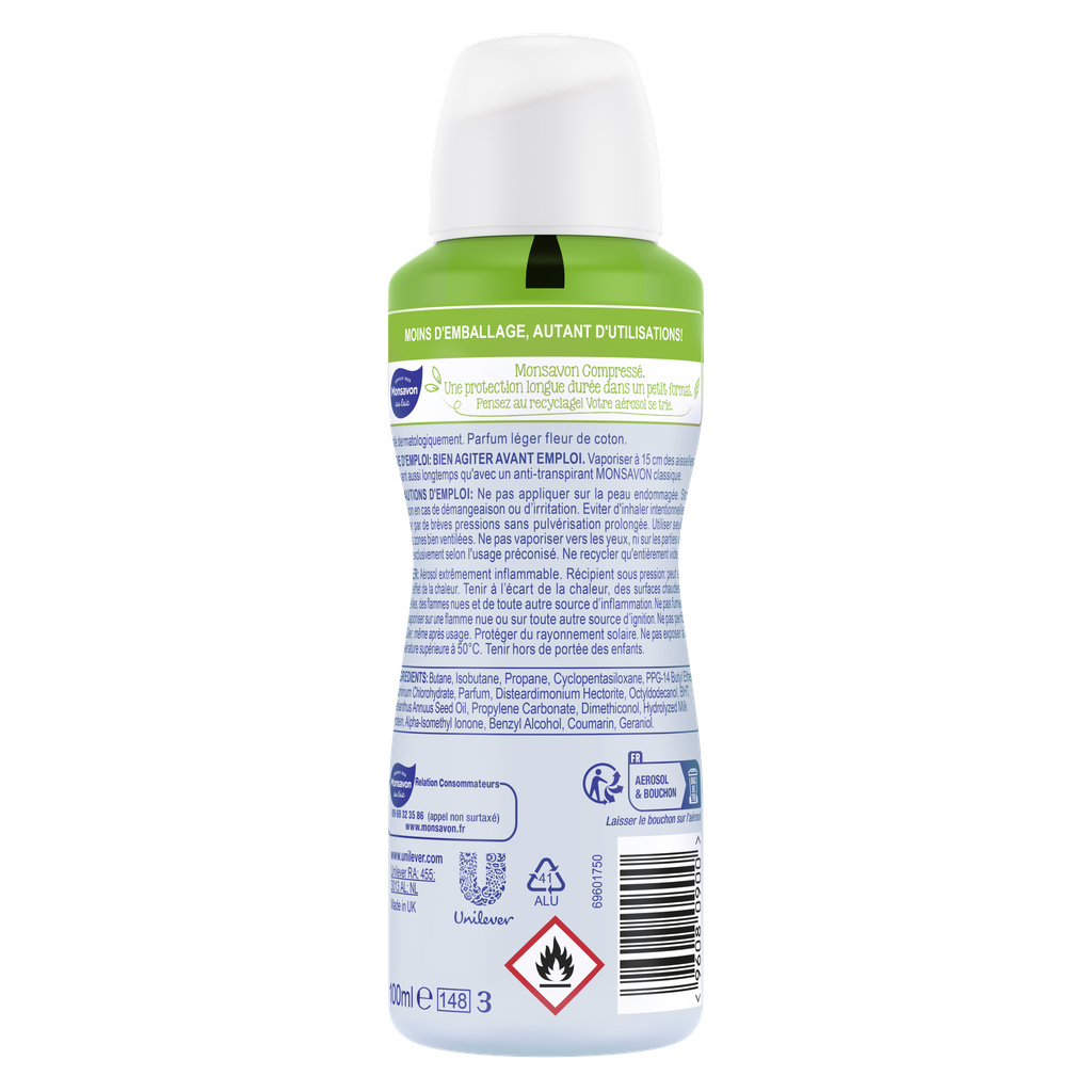 Monsavon Women’s Anti-Perspirant Compressed Spray Cotton Flower Ultra Light 100ml