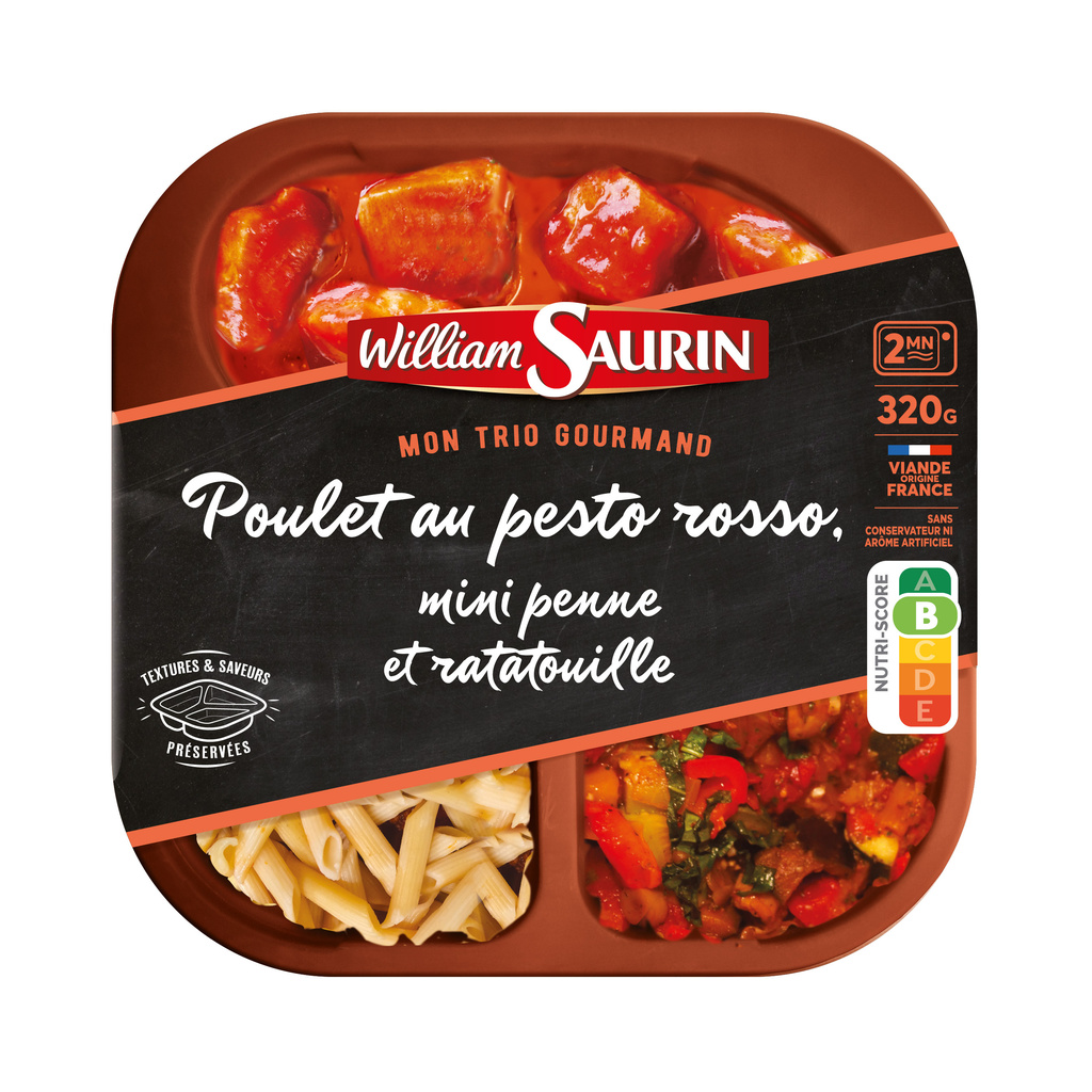WILLIAM SAURIN - GOURMET TRIO Chicken with Pesto Rosso, mini penne and ratatouille 320G