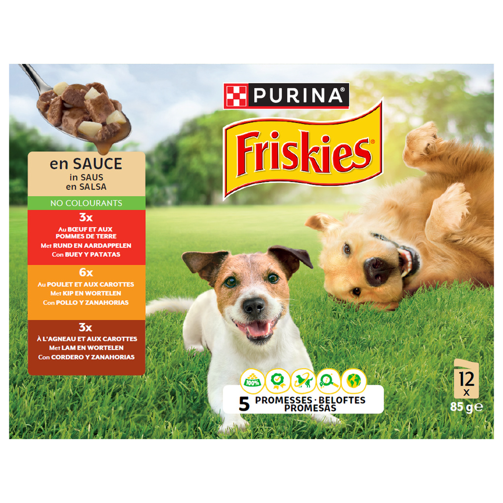 FRISKIES with Meat and Vegetables in Gravy - 12 x 85 g - Adult Dog Food Trays