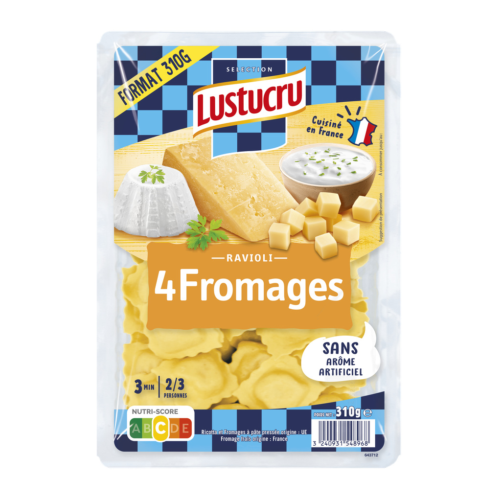 LUSTUCRU SELECTION RAVIOLI 4 FROMAGES 310G
