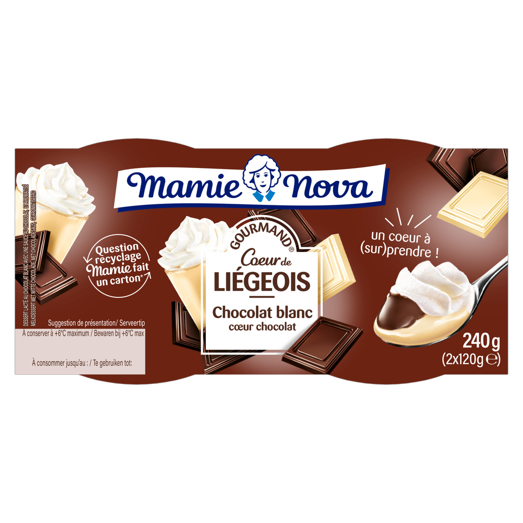 Mamie Nova Liégeois Gourmand Chocolat Blanc & Chocolat Noir 2x120g