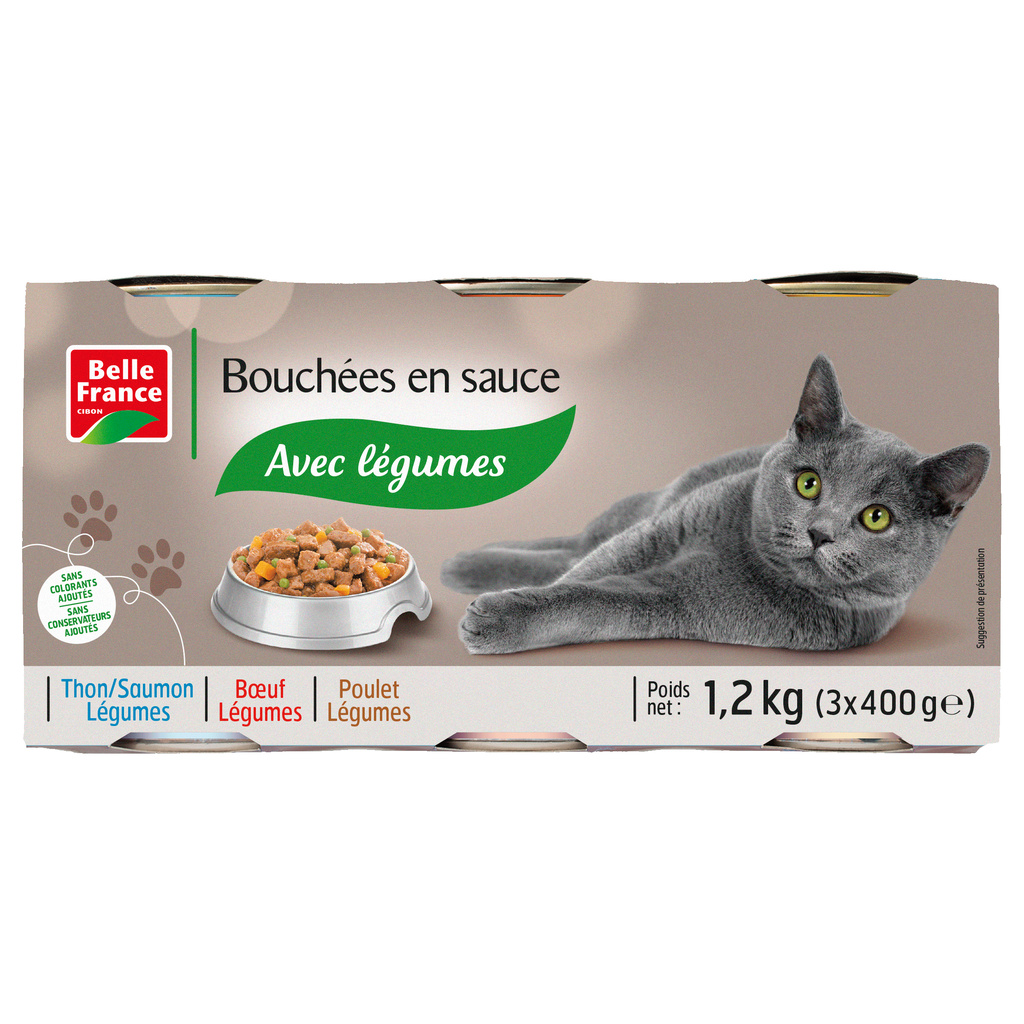 Belle France Pâtée pour Chat en Sauce Multivariétés 3x400g 1,2kg