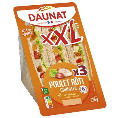 XXL Roast Chicken & Crudités Sandwich Daunat 230g