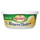 PRESIDENT Beurre Tendre Demi-Sel 80% MG Beurrier 250g