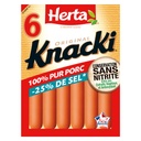 HERTA KNACKI Saucisses fumées à teneur réduite en sel CSN x6 210g