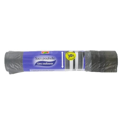 30L Trash Bags with Drawstring for Tall Bins