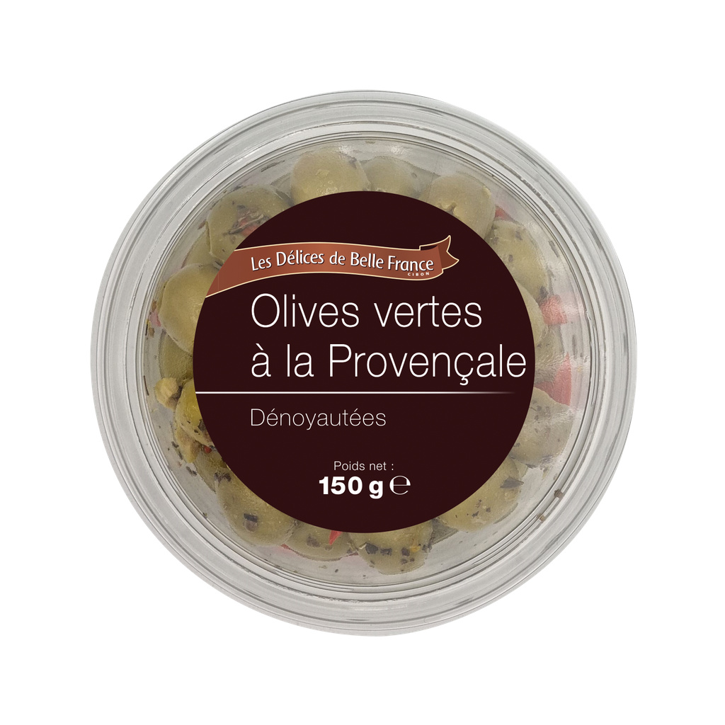 Olives Vertes Dénoyautées à la Provençale DBF Bocal 150g