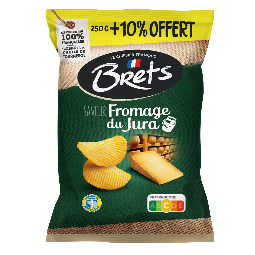 Brets Chips Ondulées Fromage du Jura 250g+10%