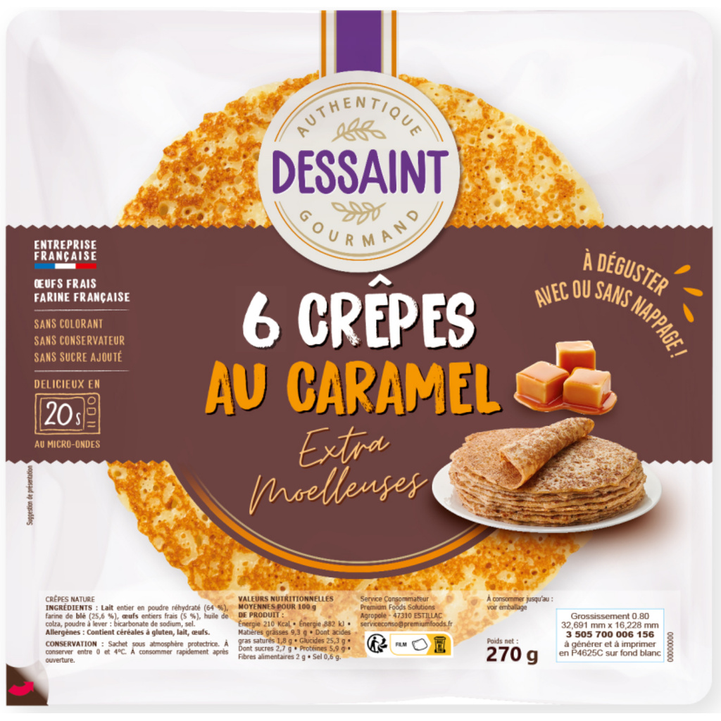 Dessaint Crêpes Caramel Beurre Salé x6 270g