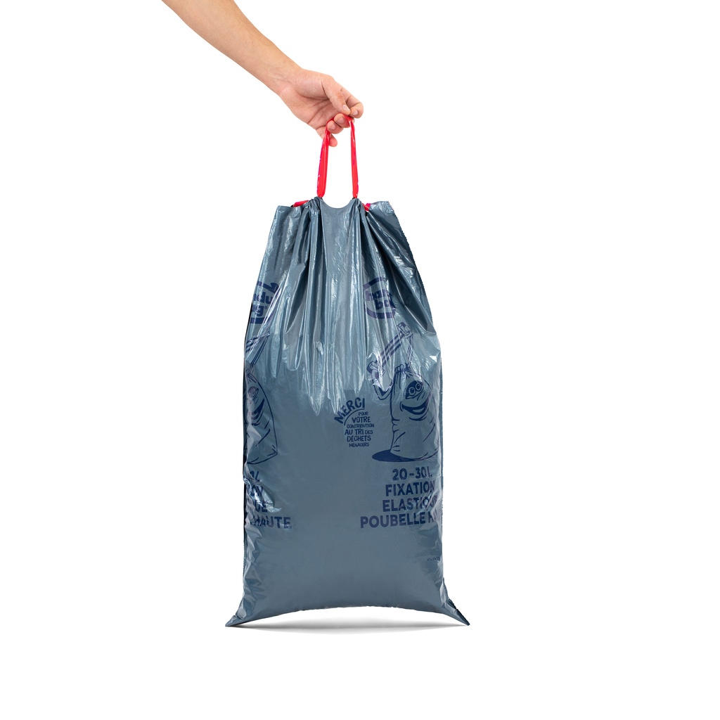 High-Fix Elastic Trash Bags 20L/30L x15, 100% Recycled Plastic, Handy Bag